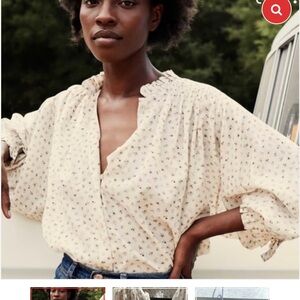 Doen Rose Cream Floral Top XS